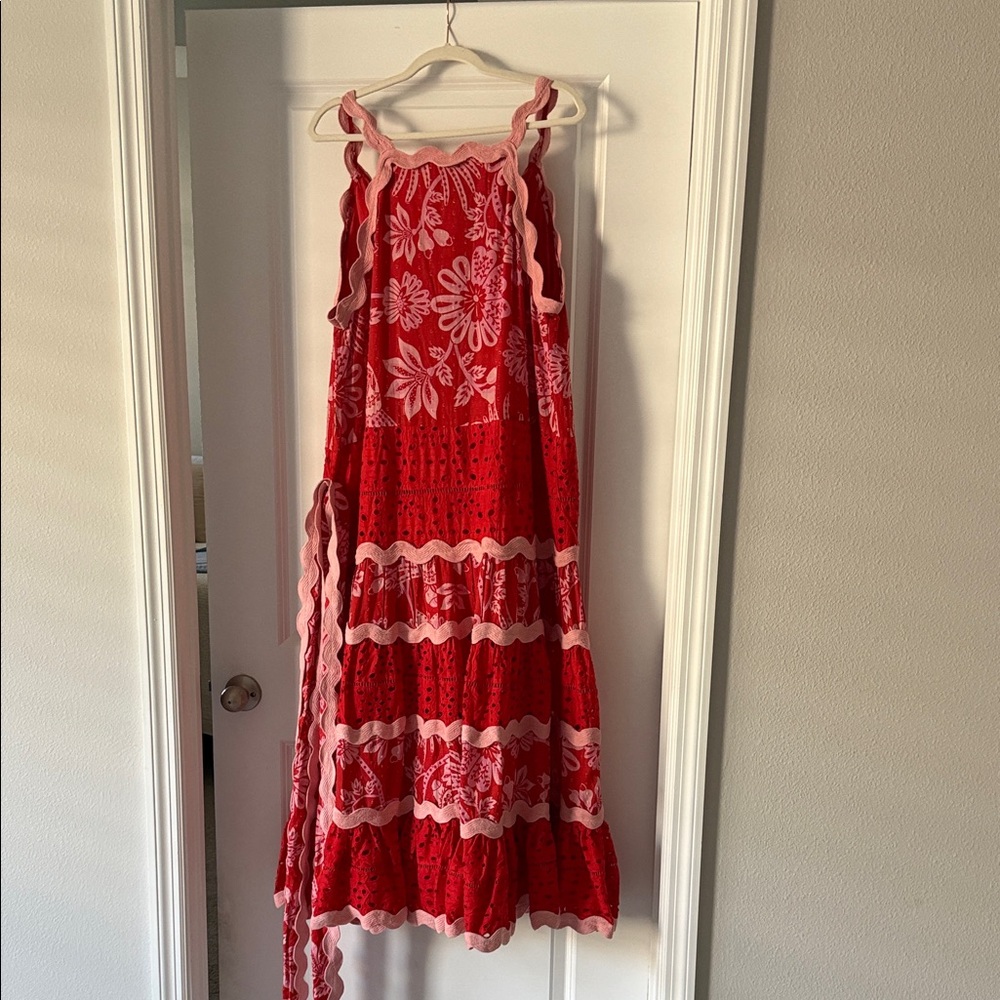 Farm Rio dress Flowerfull birds red mix maxi dress - Picture 8 of 8
